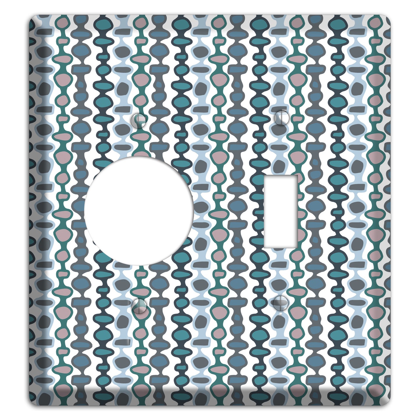 Grey and Multi Blue Bead and Reel Receptacle / Toggle Wallplate