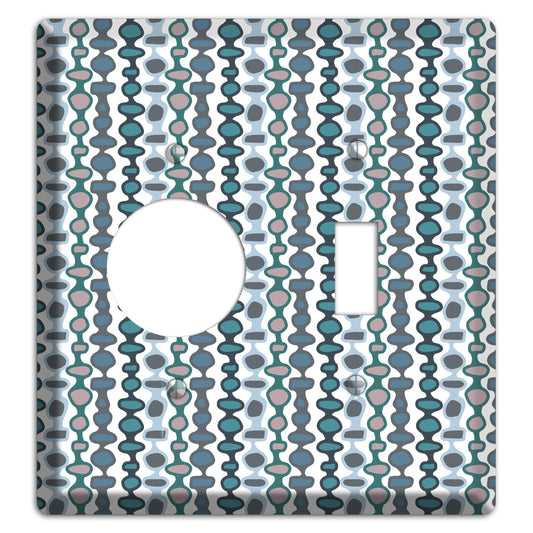 Grey and Multi Blue Bead and Reel Receptacle / Toggle Wallplate