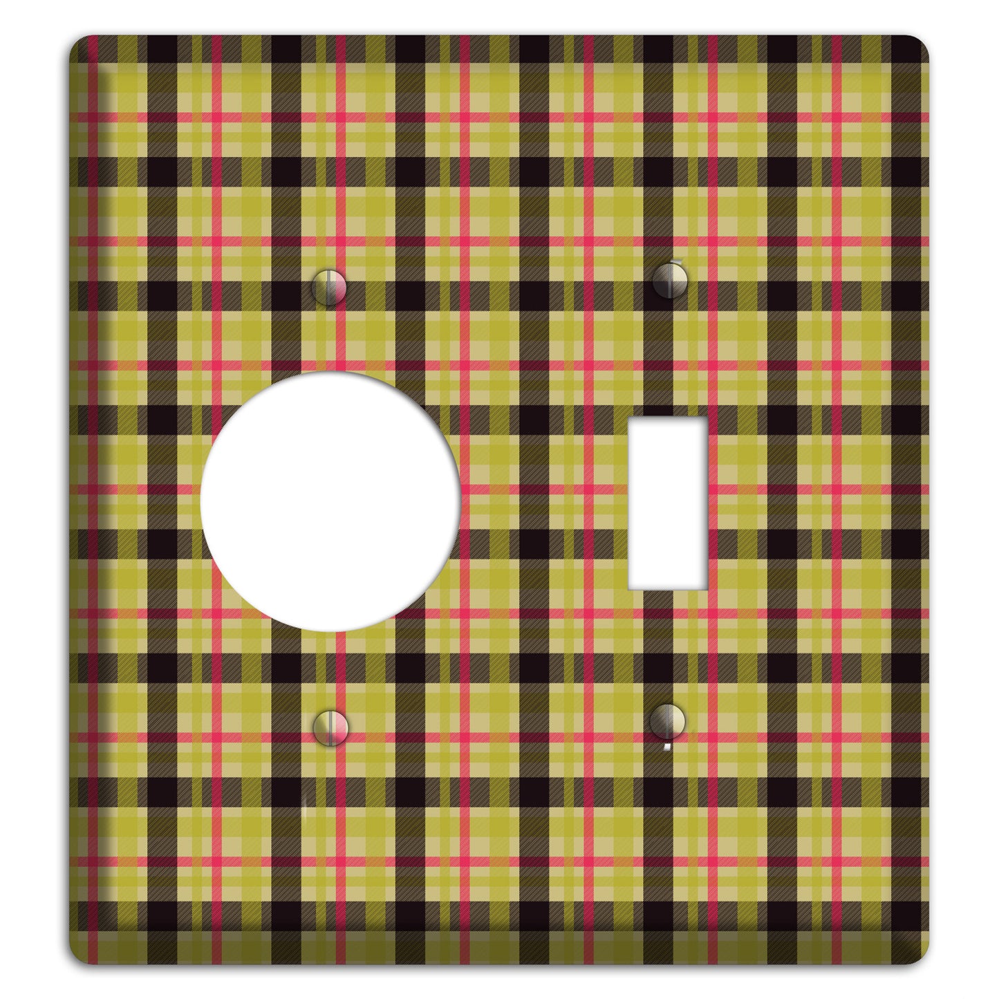 Yellow Black Red Plaid Receptacle / Toggle Wallplate