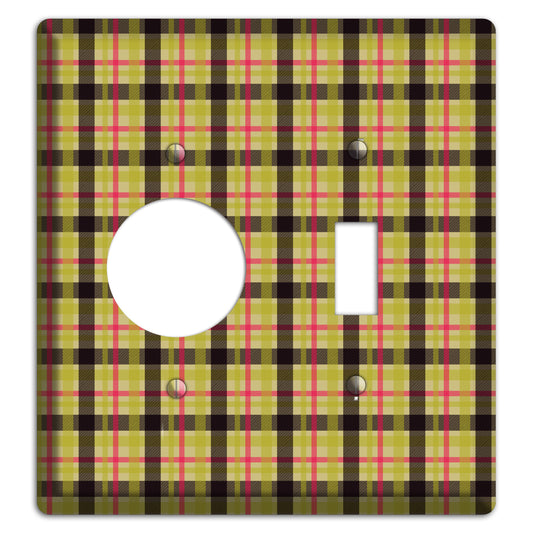 Yellow Black Red Plaid Receptacle / Toggle Wallplate