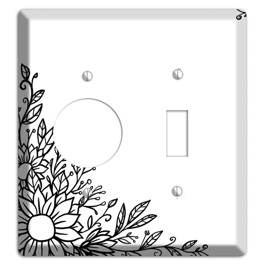 Hand-Drawn Floral 6 Receptacle / Toggle Wallplate