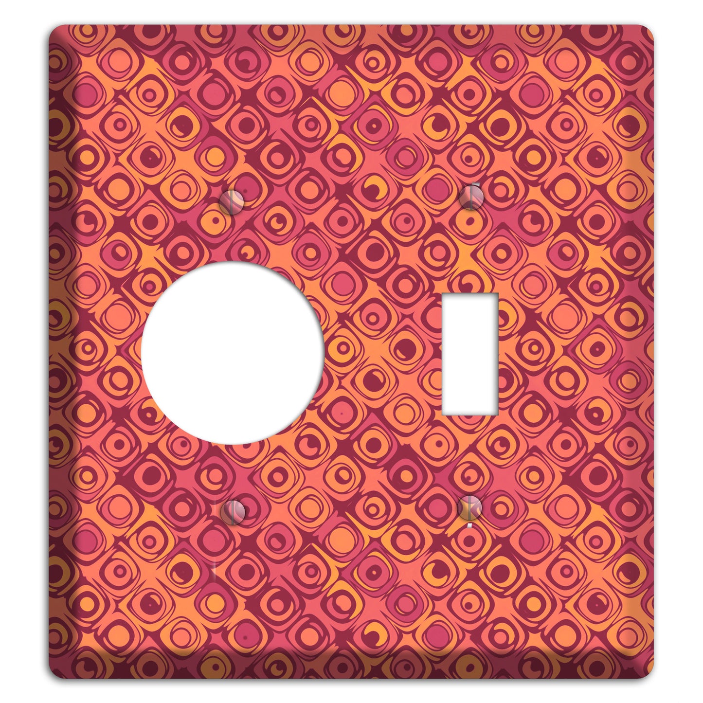 Coral Grunge Retro Circles Receptacle / Toggle Wallplate