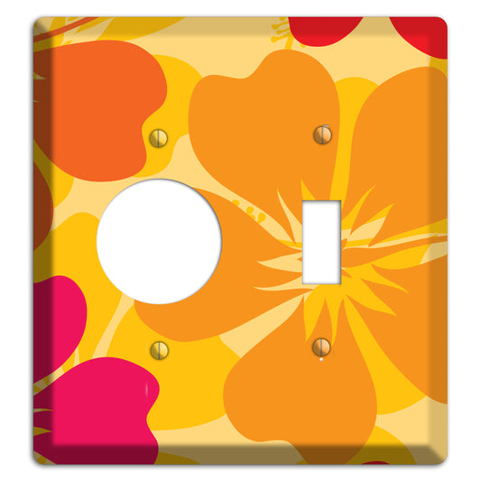 Orange Retro Flowers 2 Receptacle / Toggle Wallplate