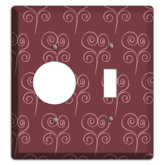 Maroon Scroll Heart Receptacle / Toggle Wallplate