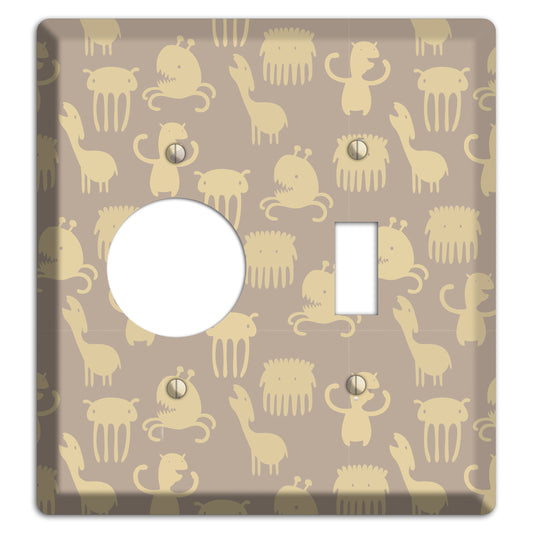 Silly Monsters Brown Receptacle / Toggle Wallplate