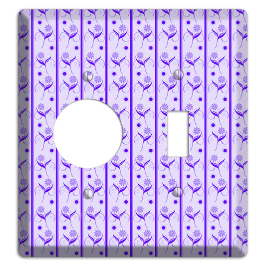 Purple Floral Pattern Receptacle / Toggle Wallplate