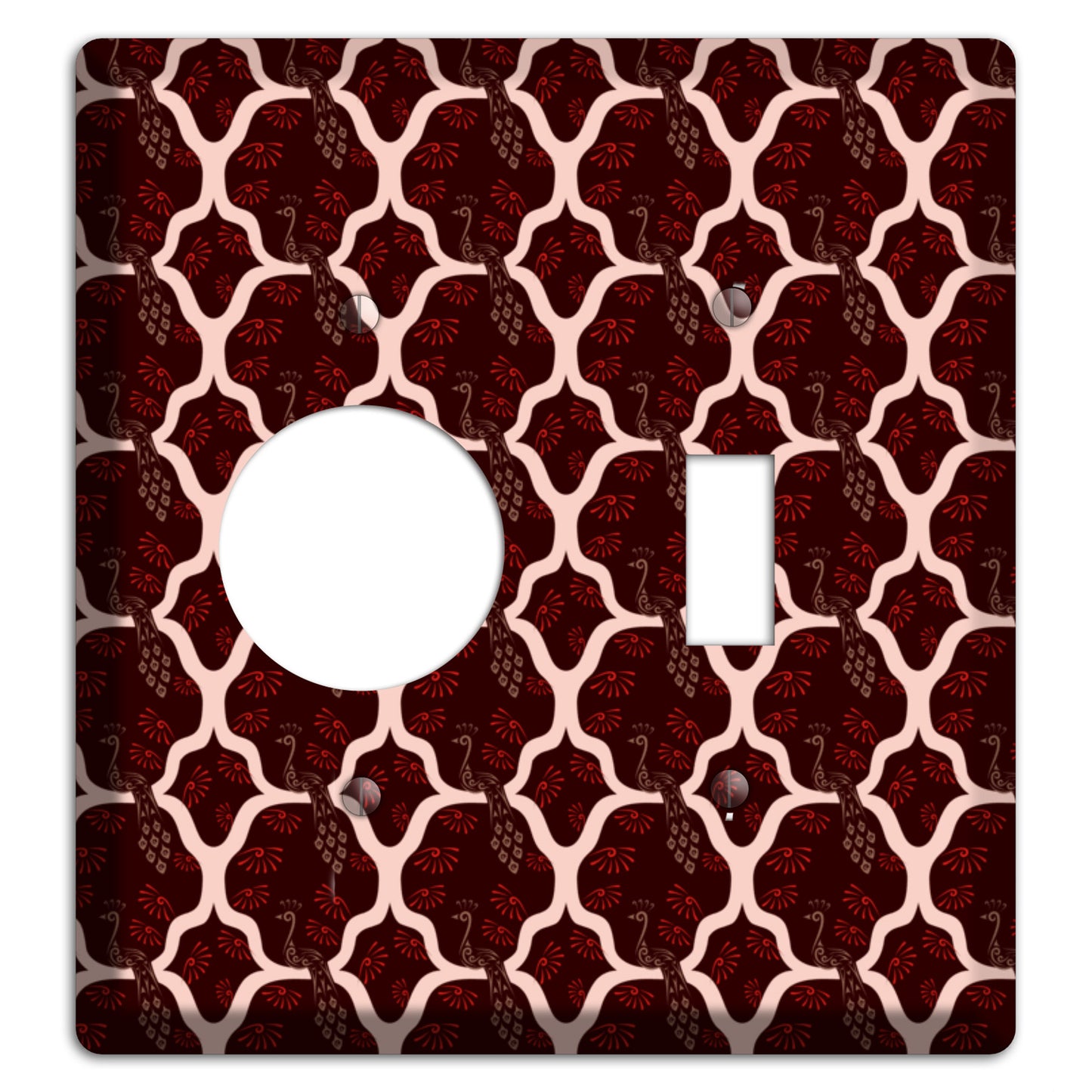 Dark Quatrefoil Peacock Receptacle / Toggle Wallplate