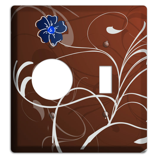 Brown Flower with Swirl Receptacle / Toggle Wallplate