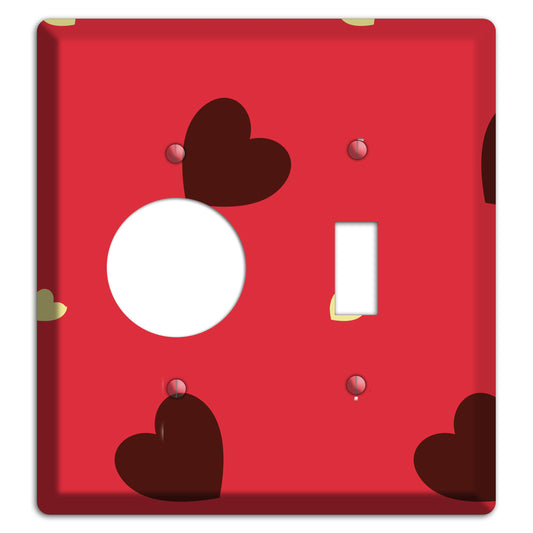 Red with Hearts Receptacle / Toggle Wallplate