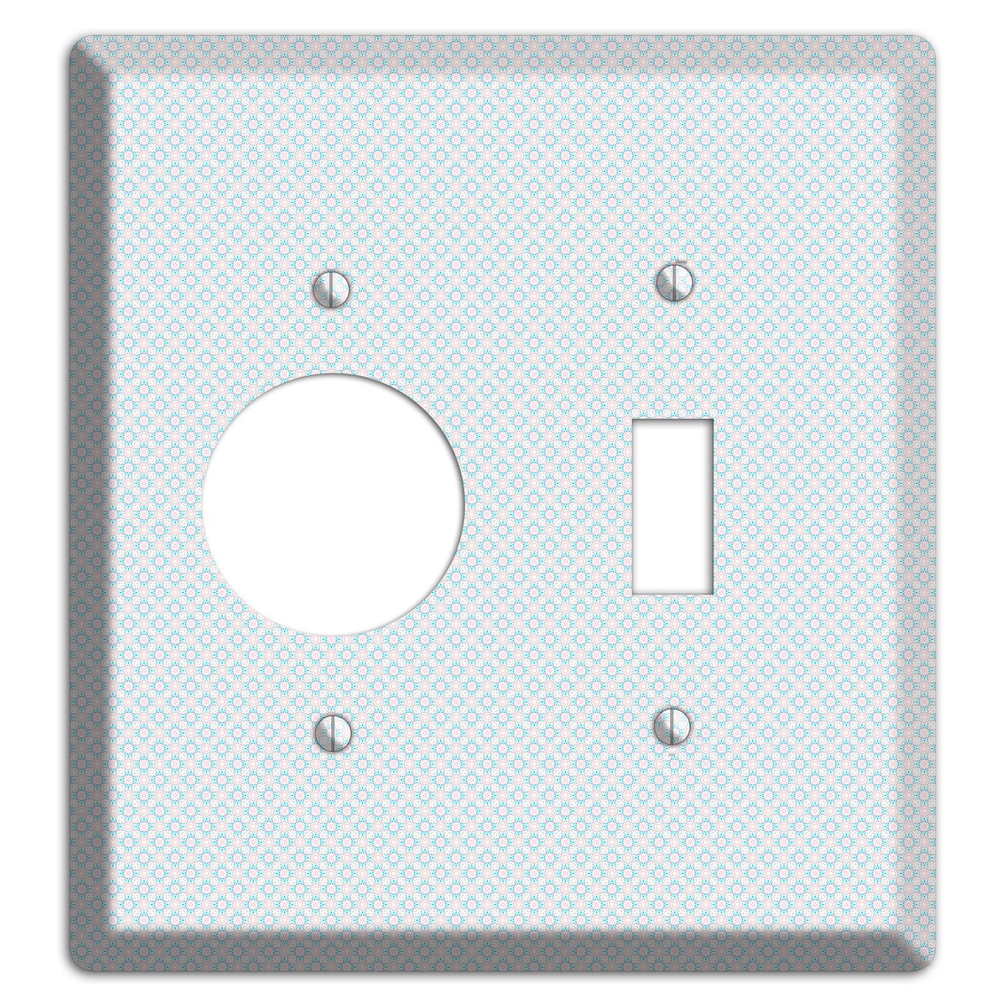 White with Light Blue Tiny Arabesque Receptacle / Toggle Wallplate