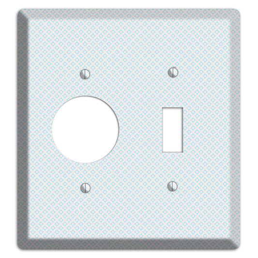 White with Light Blue Tiny Arabesque Receptacle / Toggle Wallplate