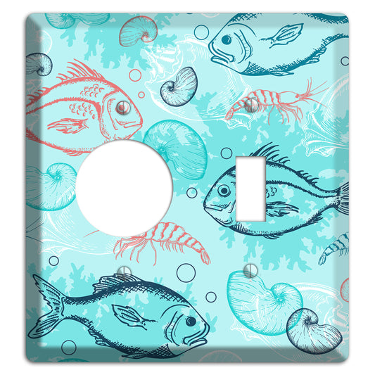 Mixed Sea Life Style 24 Receptacle / Toggle Wallplate