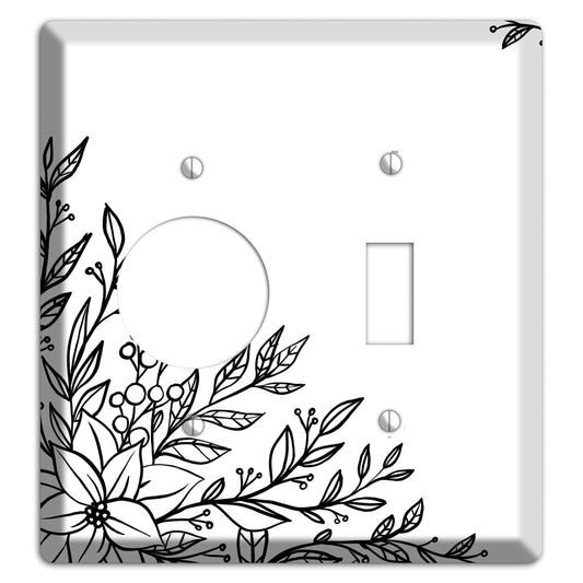 Hand-Drawn Floral 7 Receptacle / Toggle Wallplate