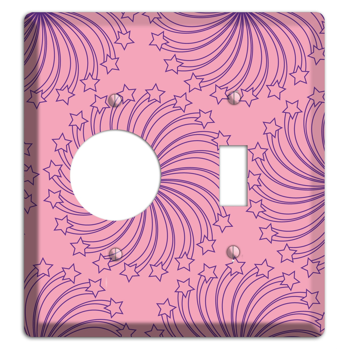 Pink with Purple Star Swirl Receptacle / Toggle Wallplate