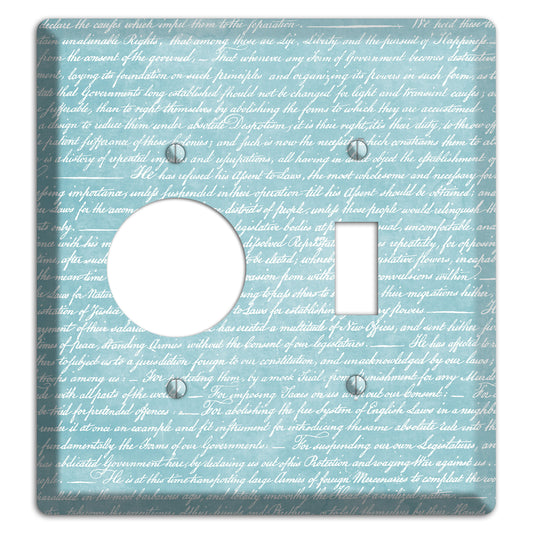 Blue Stained Script Receptacle / Toggle Wallplate