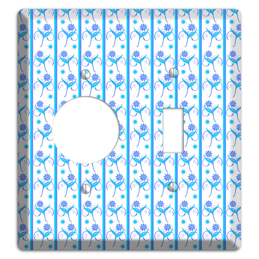 Blue Floral Pattern Receptacle / Toggle Wallplate