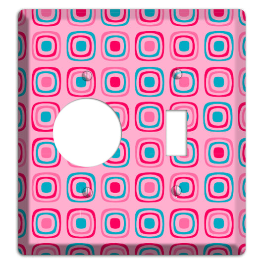 Pink and Blue Rounded Squares Receptacle / Toggle Wallplate