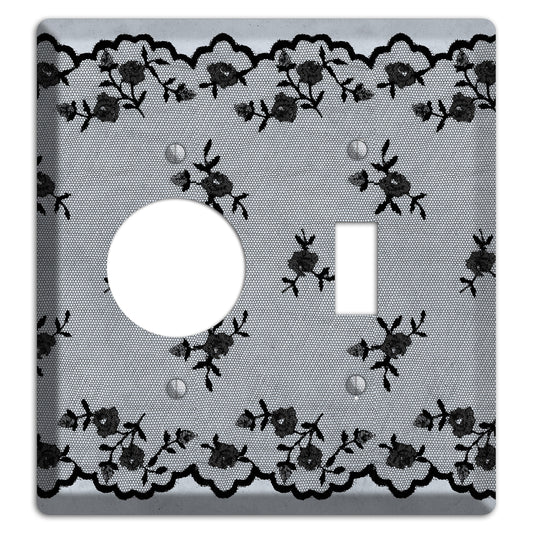 Embroidered Floral Gray Receptacle / Toggle Wallplate