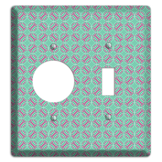 Multi Aqua with Fuschia Concentric Circles Overlay Receptacle / Toggle Wallplate