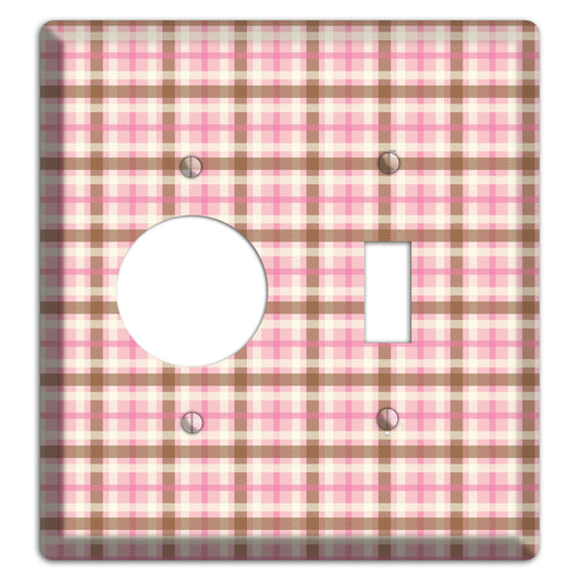 Pink and Brown Plaid Receptacle / Toggle Wallplate