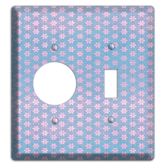 Periwinkle Grunge Floral Contour Receptacle / Toggle Wallplate