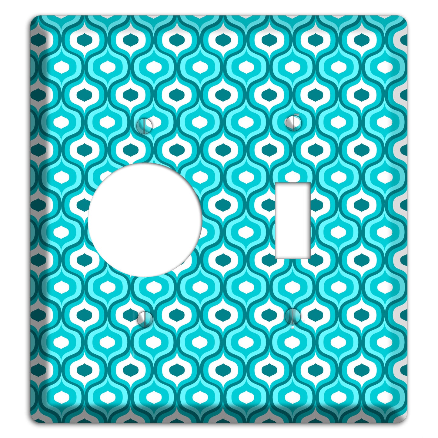 Multi Turquoise Double Scallop 2 Receptacle / Toggle Wallplate