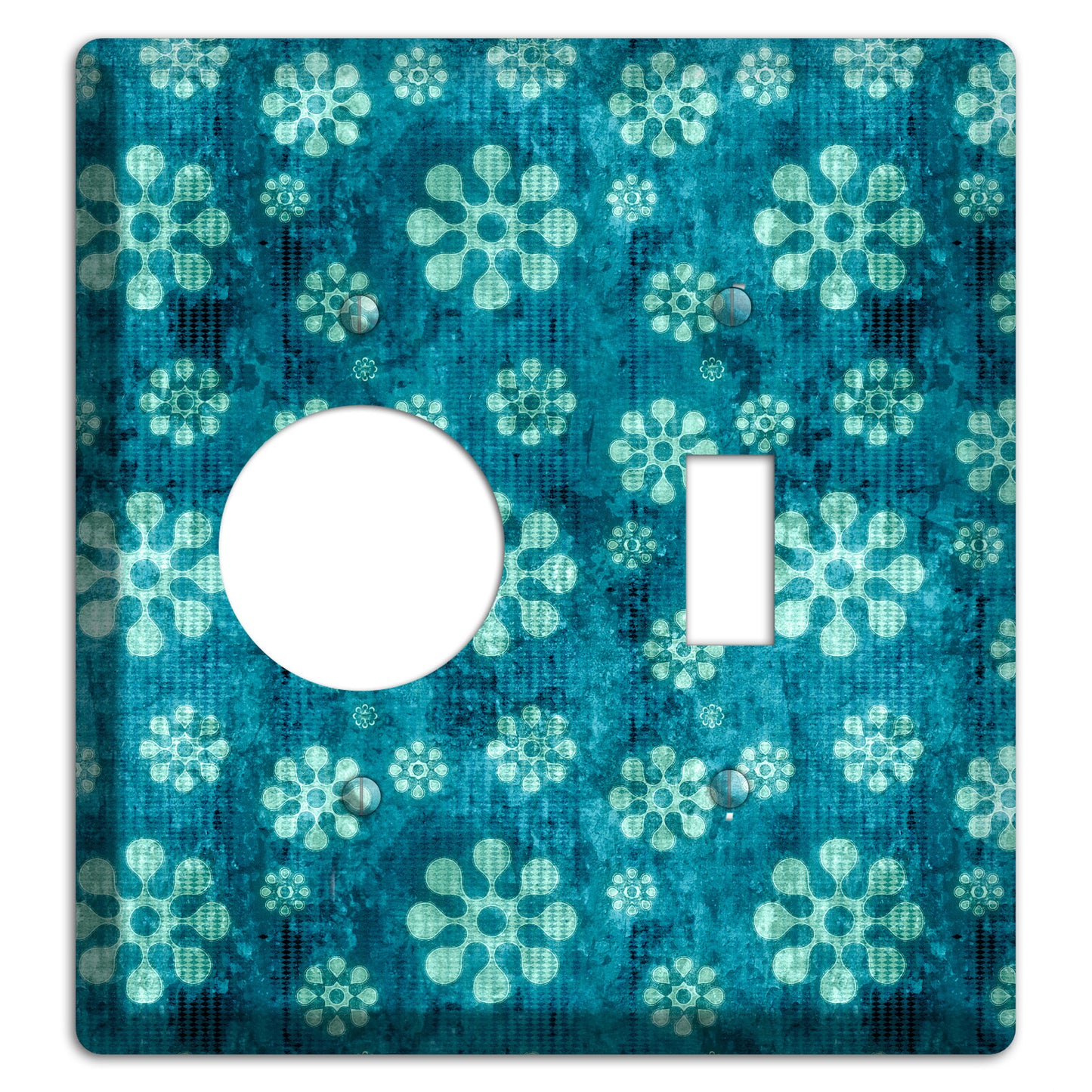 Turquoise Grunge Floral Receptacle / Toggle Wallplate