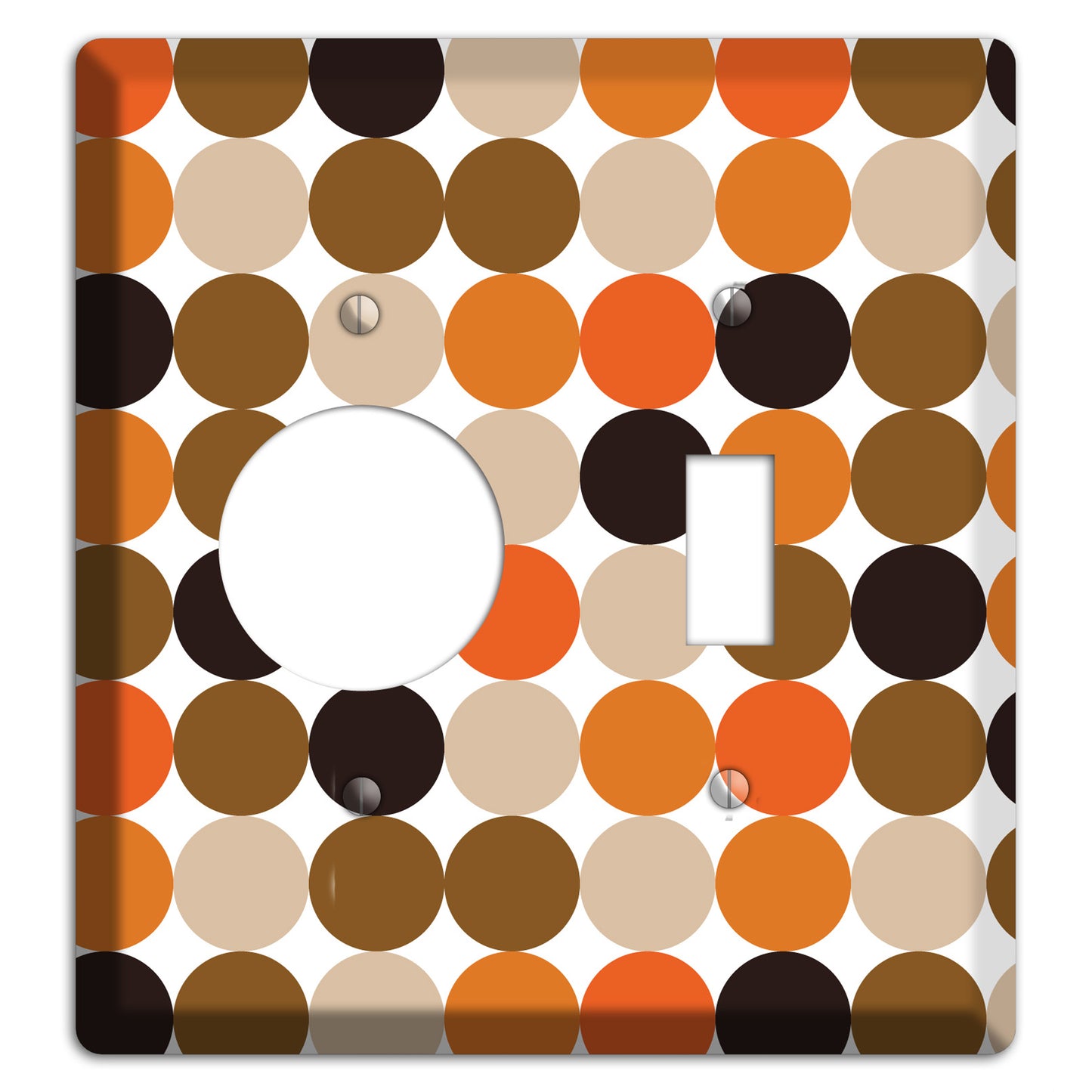 Orange Brown Black Beige Tiled Dots Receptacle / Toggle Wallplate