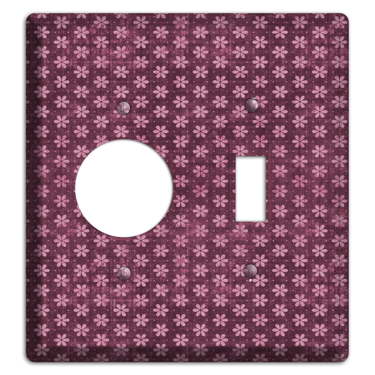 Burgundy Grunge Floral Contour Receptacle / Toggle Wallplate