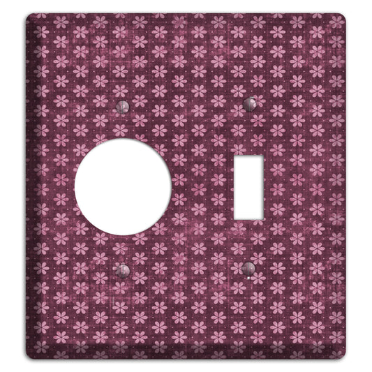 Burgundy Grunge Floral Contour Receptacle / Toggle Wallplate