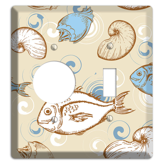 Mixed Sea Life Style 2 Receptacle / Toggle Wallplate