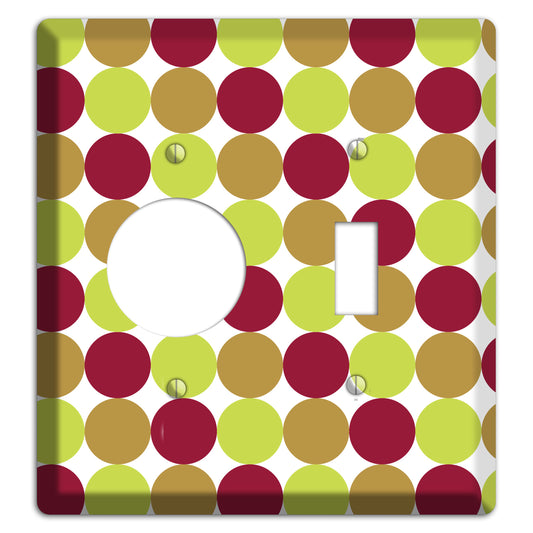 Lime Brown Maroon Tiled Dots Receptacle / Toggle Wallplate