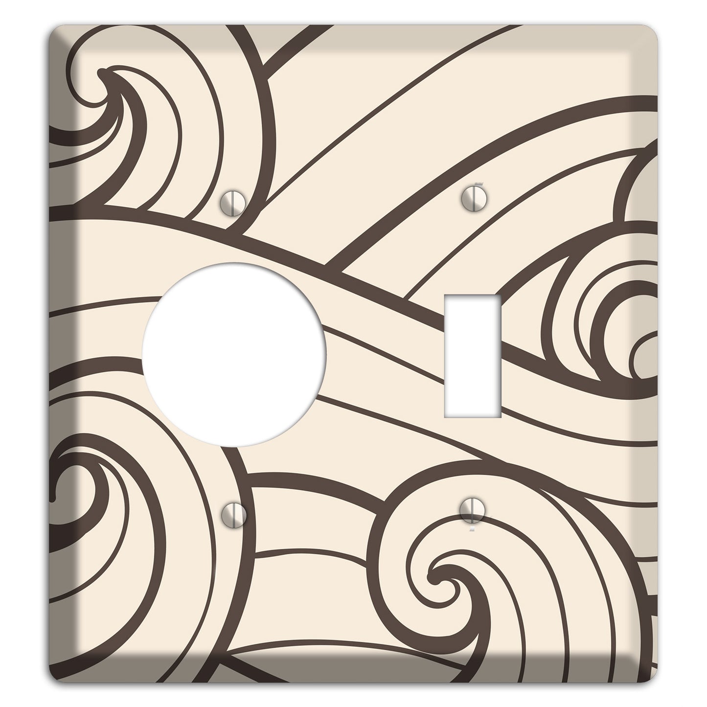 Abstract Curl Beige Receptacle / Toggle Wallplate