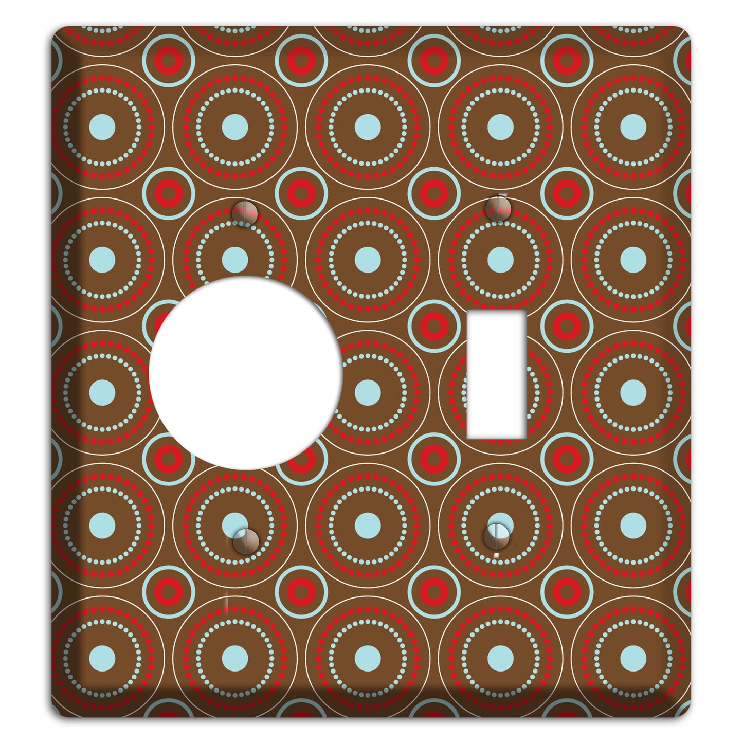 Brown with Red and Dusty Blue Retro Suzani Receptacle / Toggle Wallplate