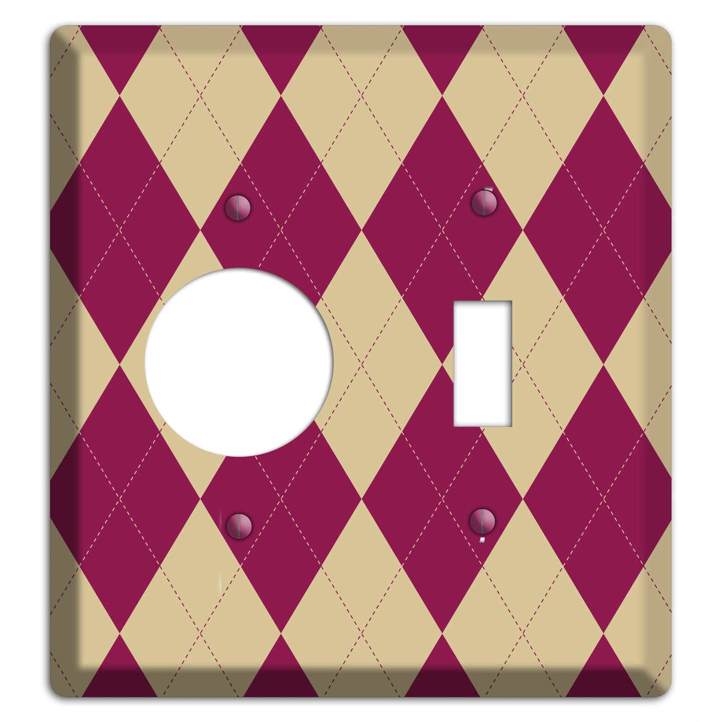 Red and Tan Argyle Receptacle / Toggle Wallplate