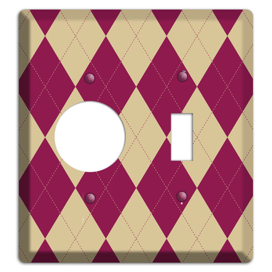 Red and Tan Argyle Receptacle / Toggle Wallplate