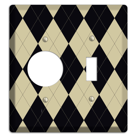 Tan and Black Argyle Receptacle / Toggle Wallplate