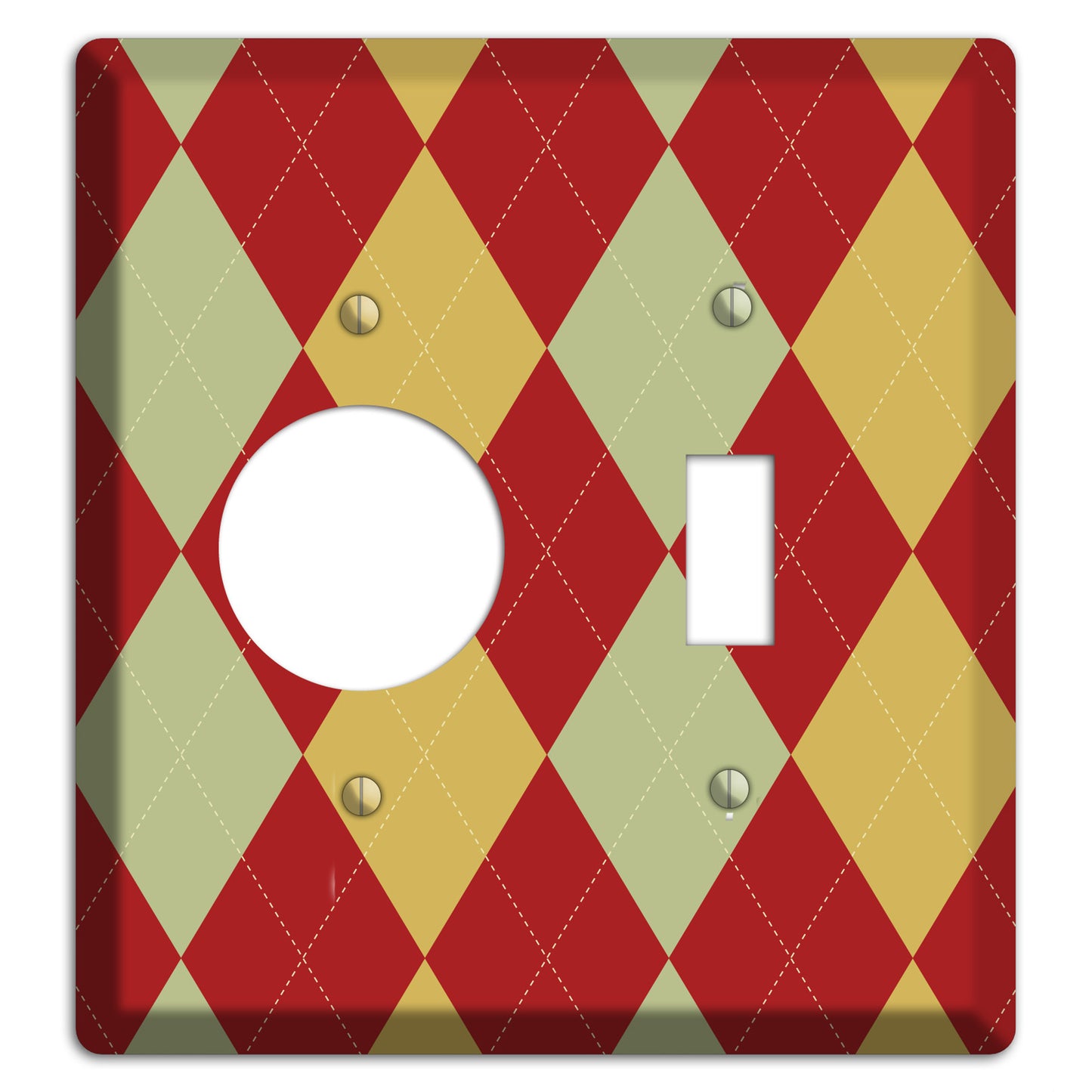 Burnt Orange and Light Green Argyle Receptacle / Toggle Wallplate