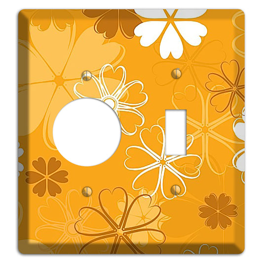 Orange Retro Flowers Receptacle / Toggle Wallplate