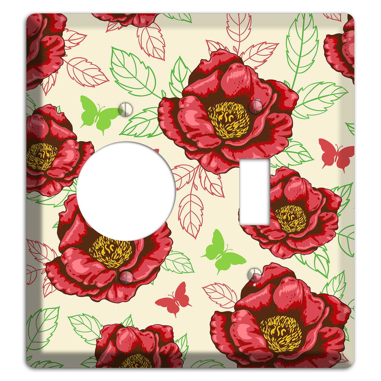 Red Peony Style B Receptacle / Toggle Wallplate