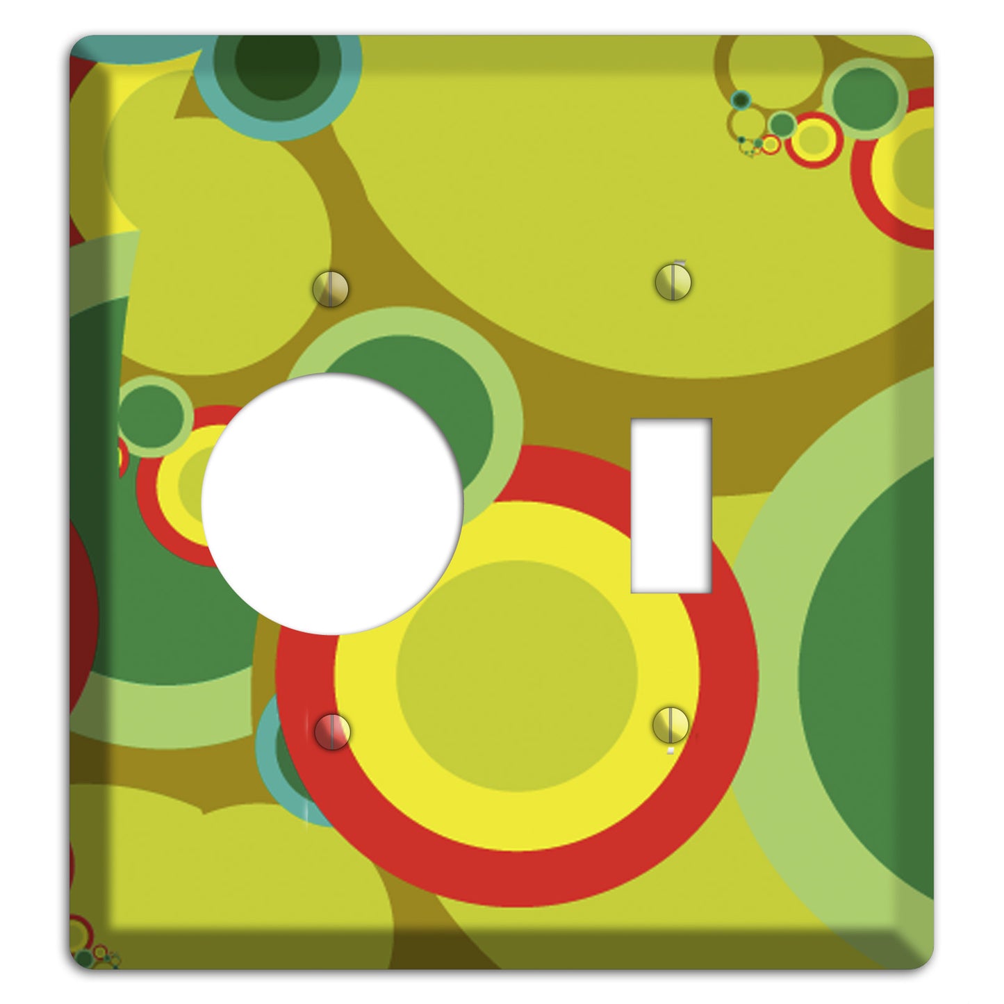 Green and Yellow Abstract Circles Receptacle / Toggle Wallplate