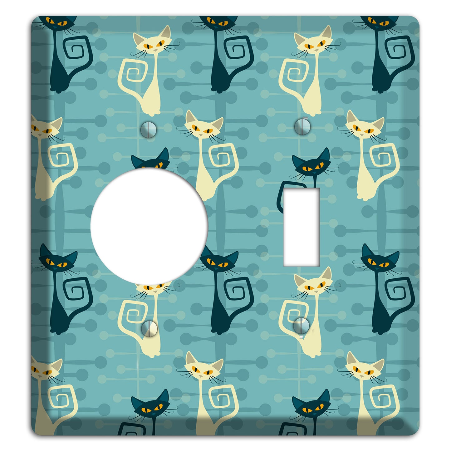 Black and Yellow Kitties Receptacle / Toggle Wallplate