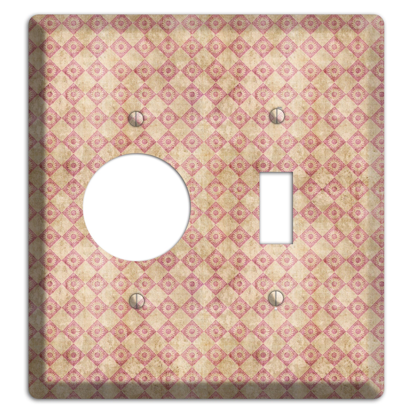 Red and Beige Diamond Circles Receptacle / Toggle Wallplate