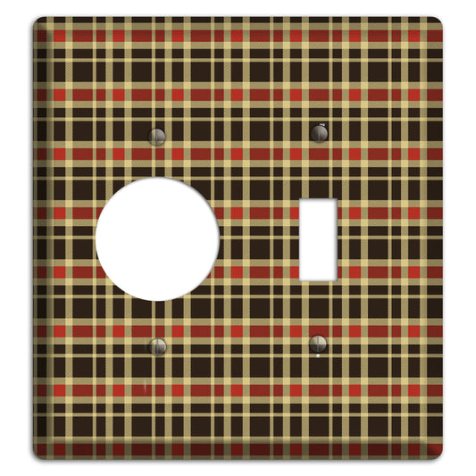 Maroon and Black Plaid Receptacle / Toggle Wallplate