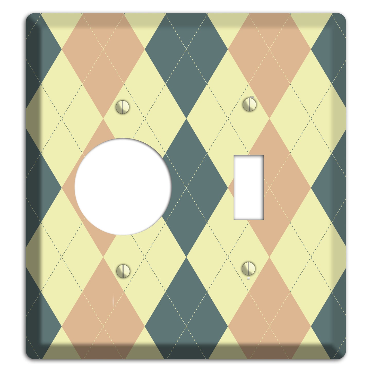 Yellow and Beige Argyle Receptacle / Toggle Wallplate