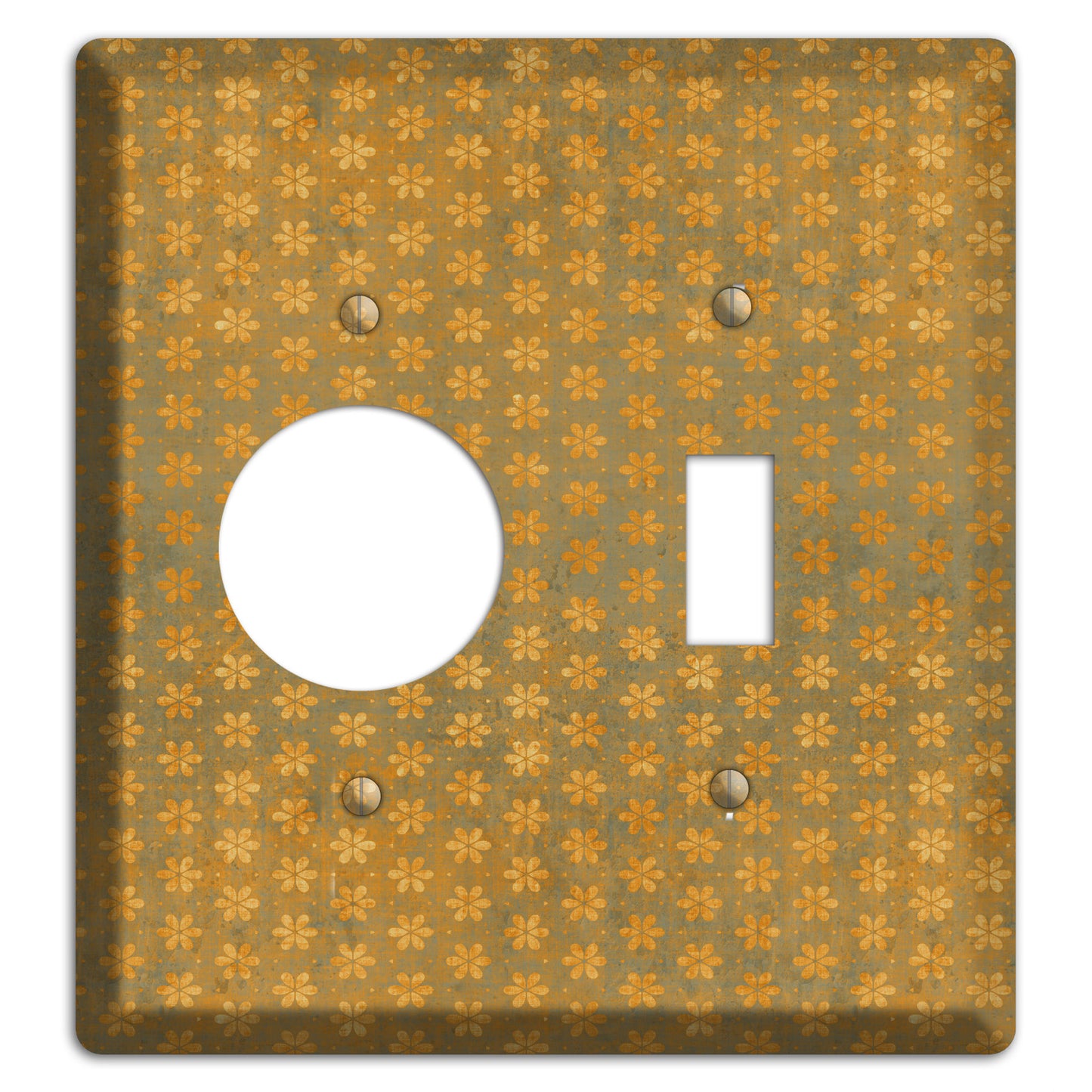 Olive Grunge Floral Contour Receptacle / Toggle Wallplate