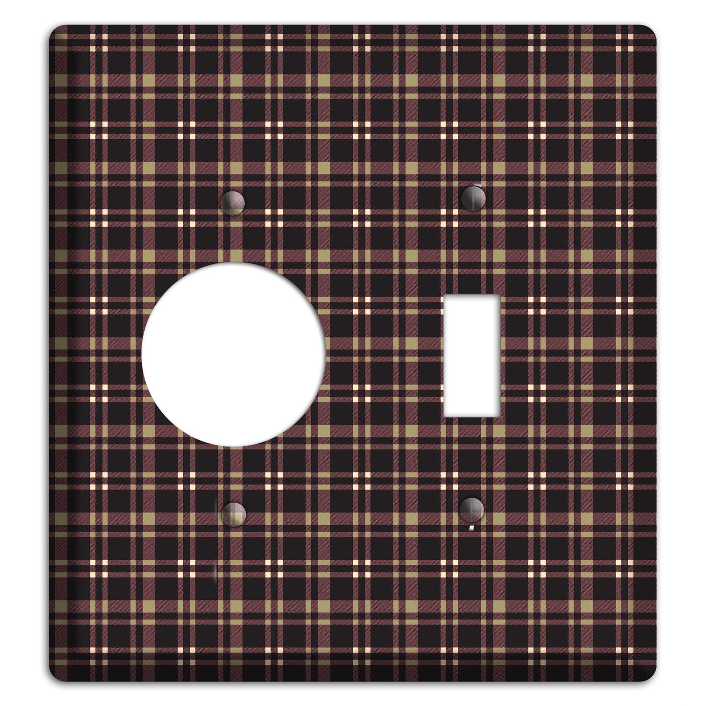 Dark Brown Plaid Receptacle / Toggle Wallplate