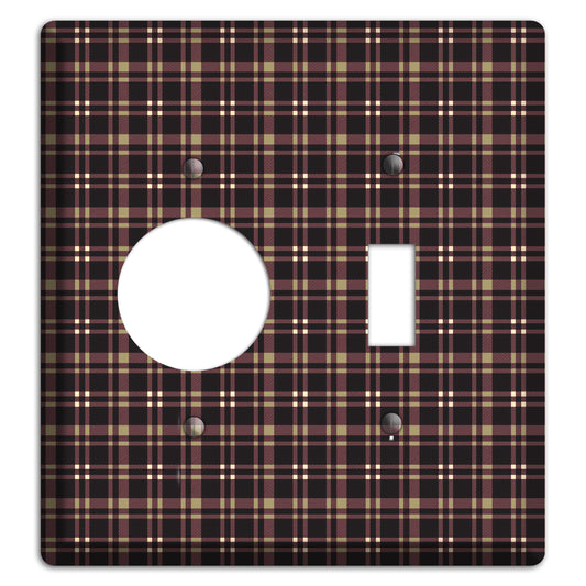 Dark Brown Plaid Receptacle / Toggle Wallplate