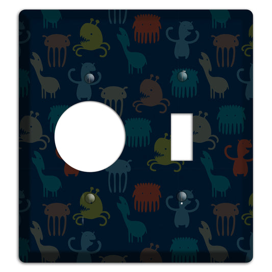 Silly Monsters Black Receptacle / Toggle Wallplate