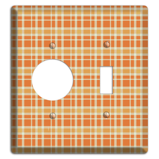 Orange and Beige Plaid Receptacle / Toggle Wallplate